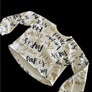 Forever 21 White and Gold‎ Script Sweatshirt Size 11/12